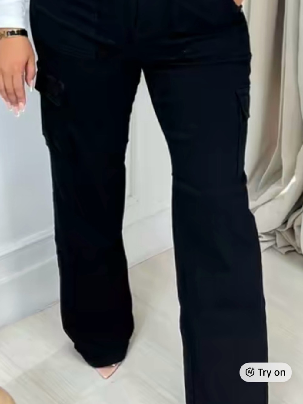 Judy Blue NEW Classic Black Wide-Leg Cargo Pants - Women size 14